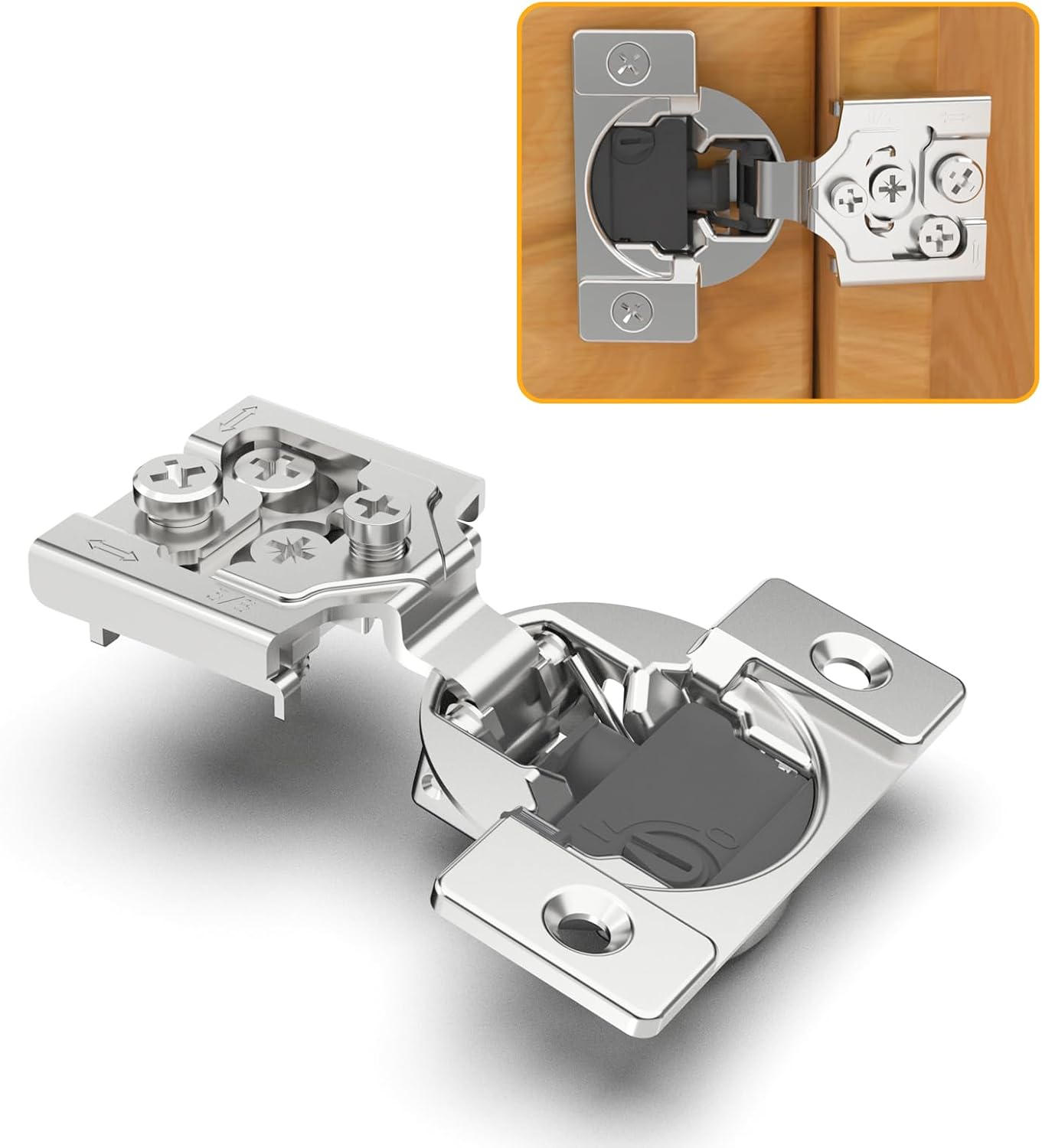Set 60 bisagras 5/8" cierre suave 4D puerta marco frontal