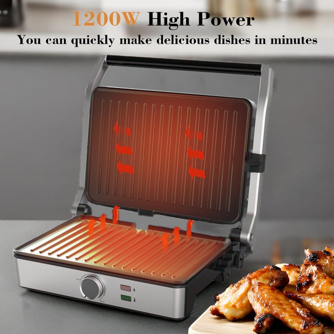 Prensa Panini eléctrica para sándwiches y carne