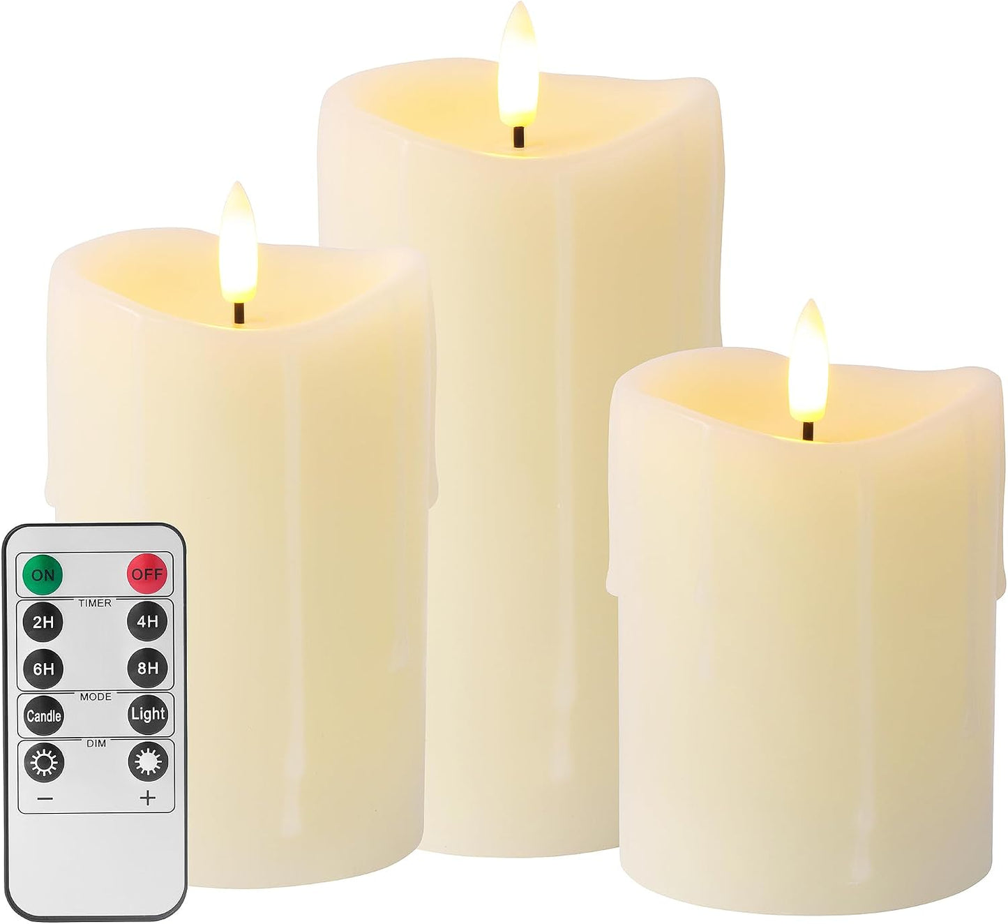 Velas sin llama marfil LED con control remoto y temporizador