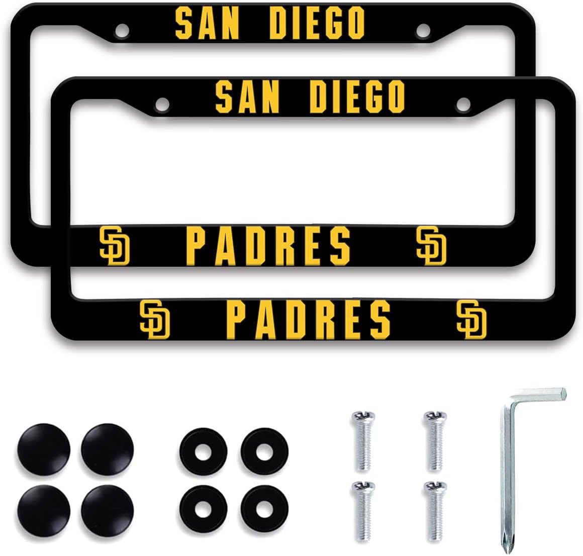 2 Pack Marcos Matrícula Universal Aluminio Cubiertas Negras
