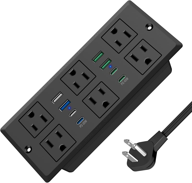 Regleta alimentación USB C 45W 6 tomas 8 puertos enchufe