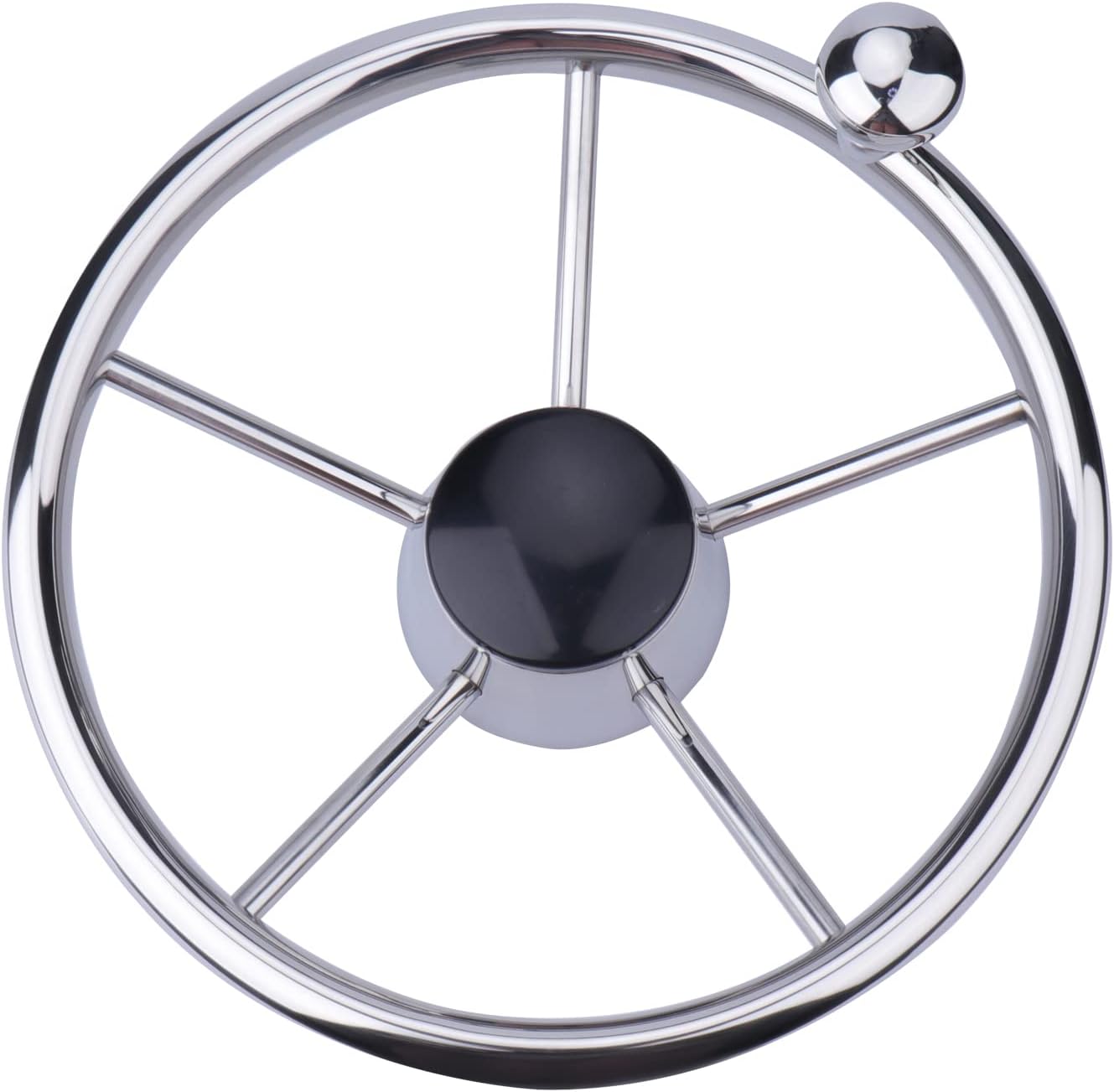 Volante barco acero inox 11pulg eje 3/4 pulg estilo 5 radios
