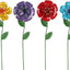 Set 6 estacas decorativas metal flores jardín