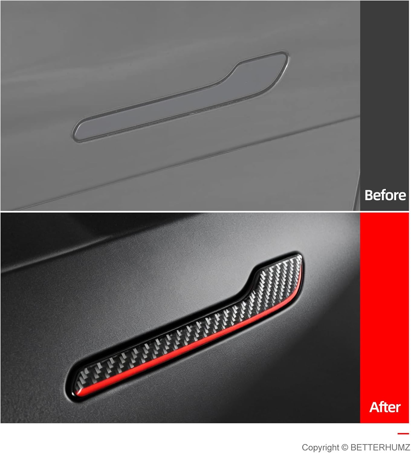 Cubierta adhesiva manija puerta Tesla Model 3 Y fibra