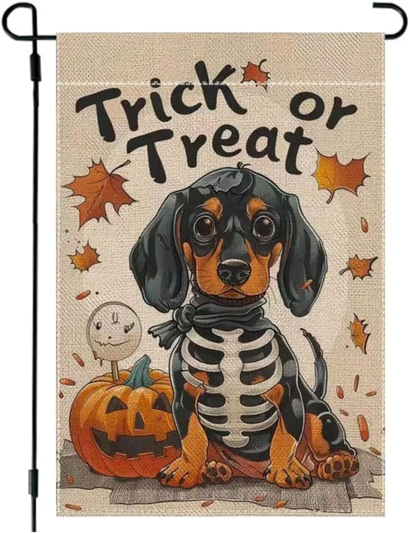 Bandera jardín Halloween 12x18pulg doble cara perro fantasma