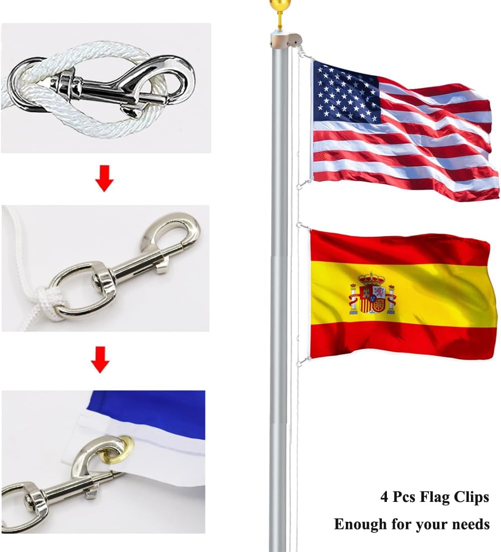 4 Ganchos Giratorios 3.5pulg Chapado Níquel para Asta Bandera