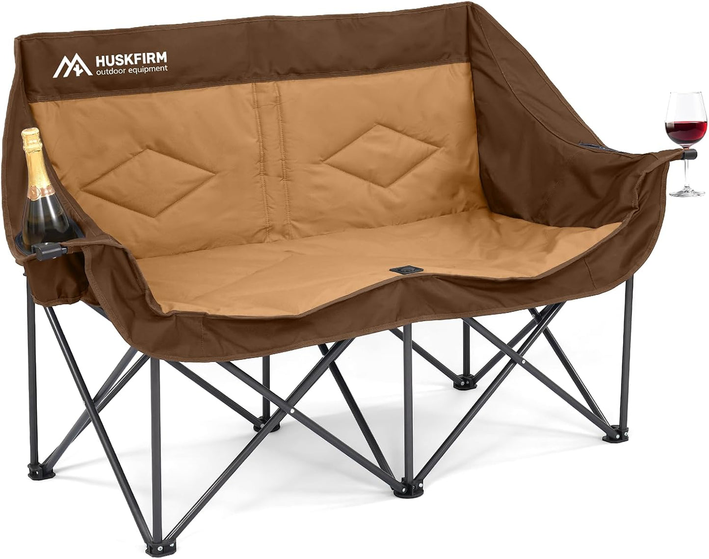 Sofá camping doble para 2 personas resistente con portavasos