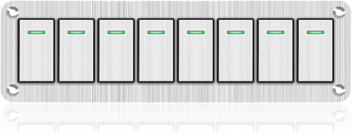 Panel interruptor basculante aluminio 8 posiciones 12/24V