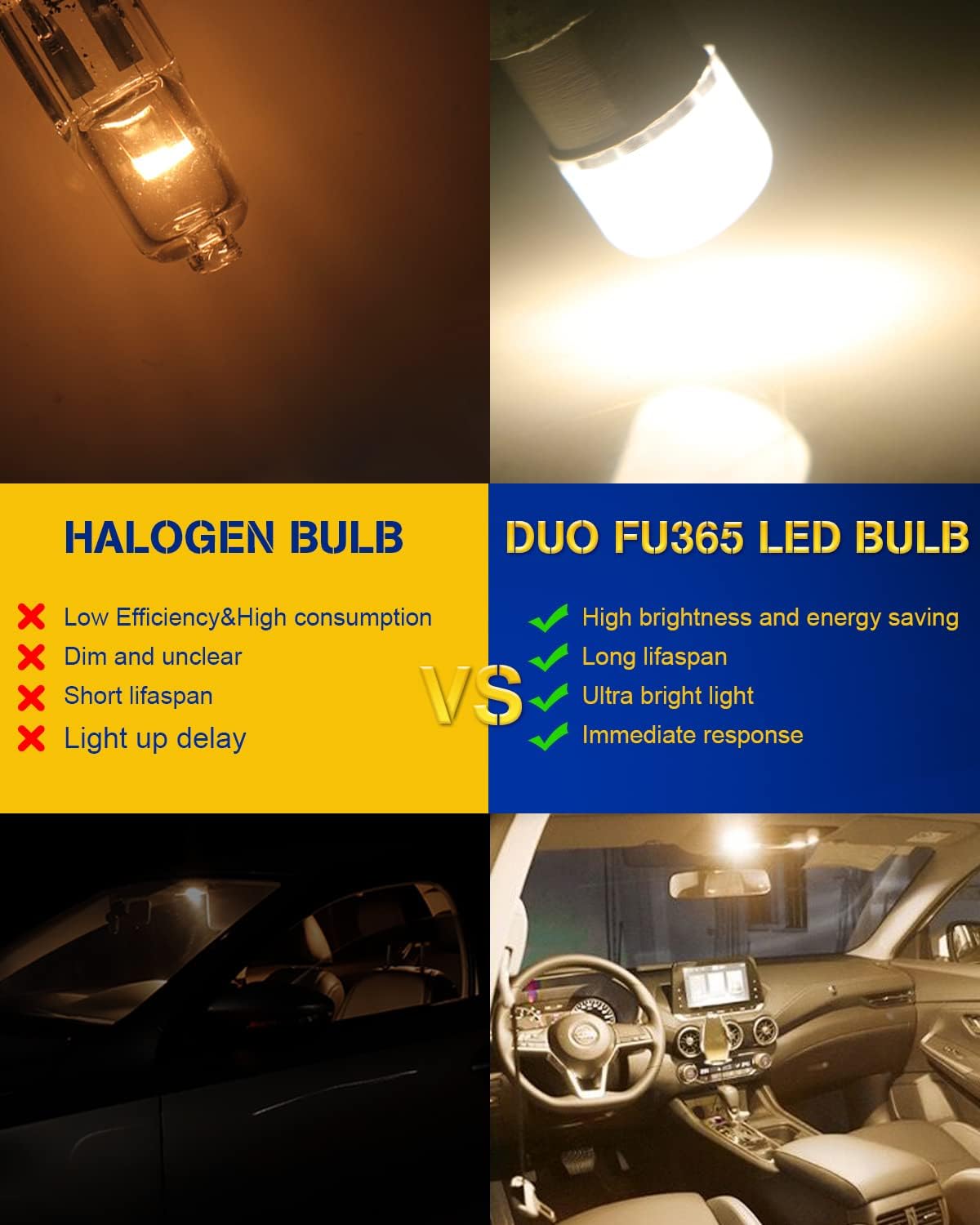 Bombilla LED automóvil 12-24V sin polaridad luz interior