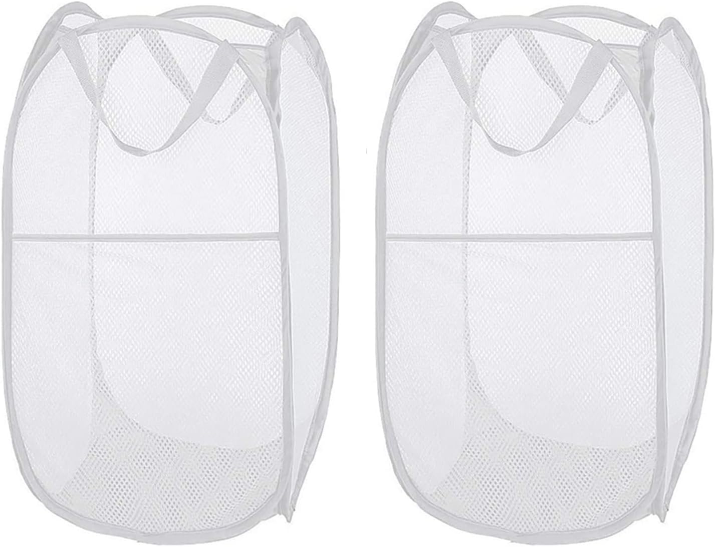 Cestas lavandería malla plegable 2 Pzas blanco