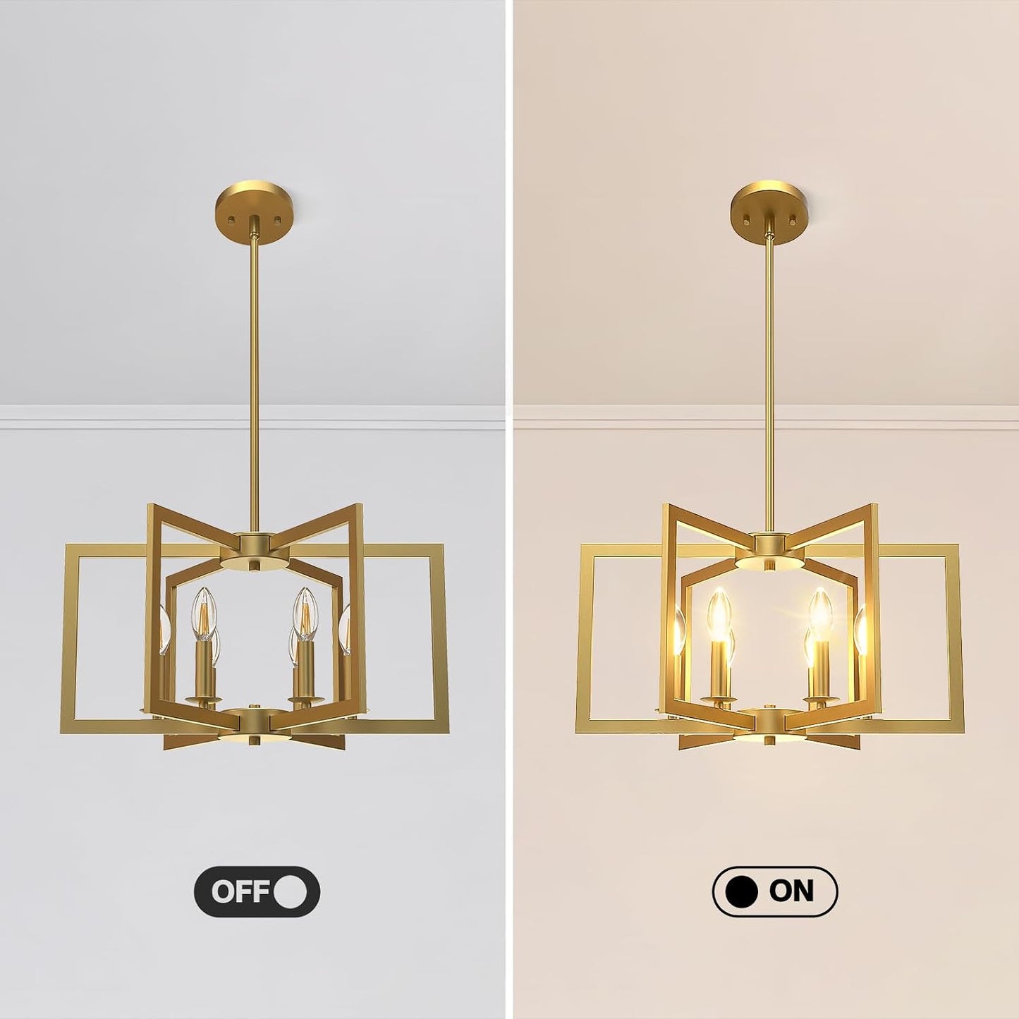 Candelabro moderno dorado 6 luces para comedor y cocina