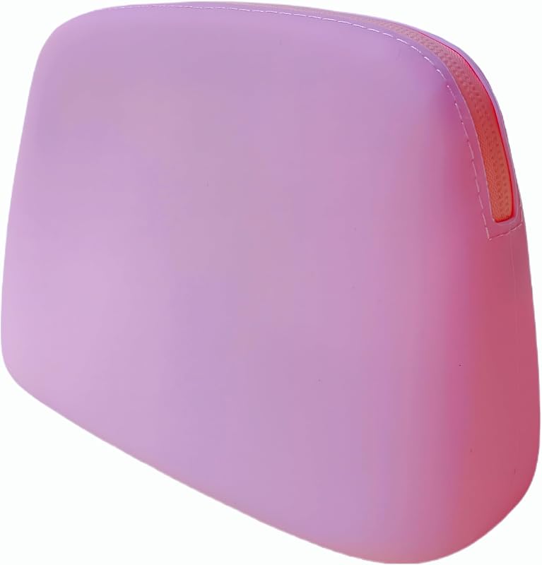 Bolsa maquillaje silicona plegable con cremallera rosa