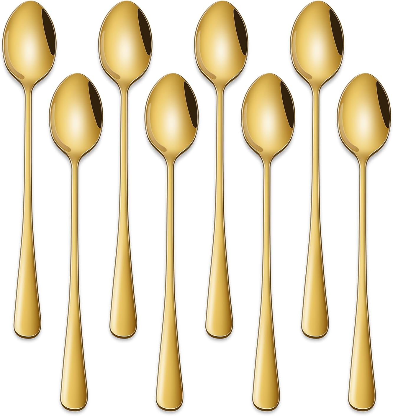 Juego 8 Cucharas Té Helado Acero Inox Mango Largo