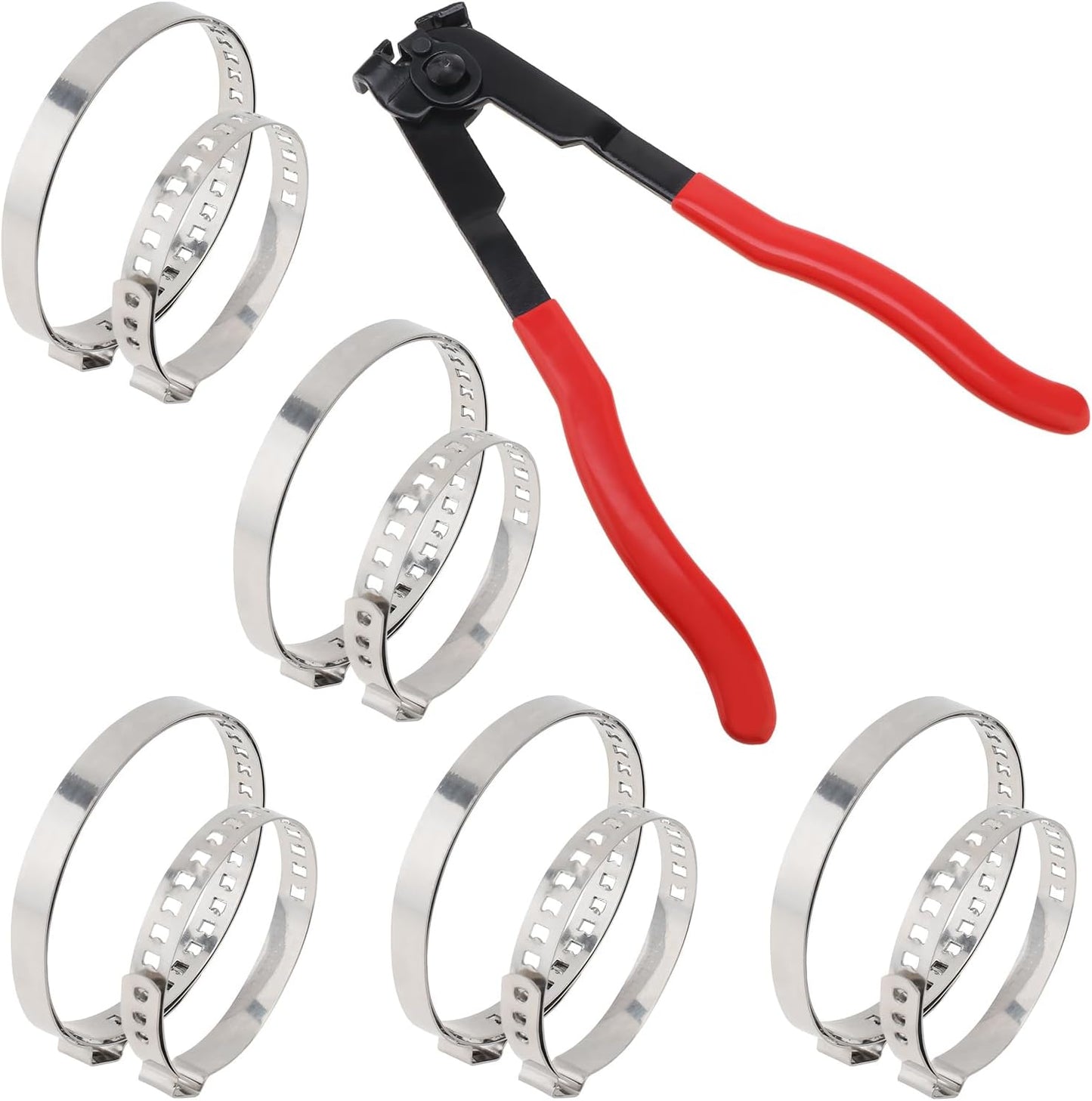 Alicates abrazadera CV 10 bandas acero inox 5 pzas