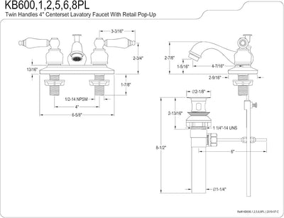 Grifo lavabo central 4pulg manija palanca cromo