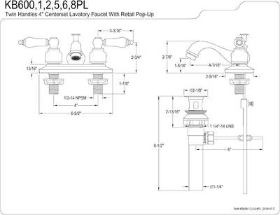 Grifo lavabo central 4pulg mango palanca níquel cepillado
