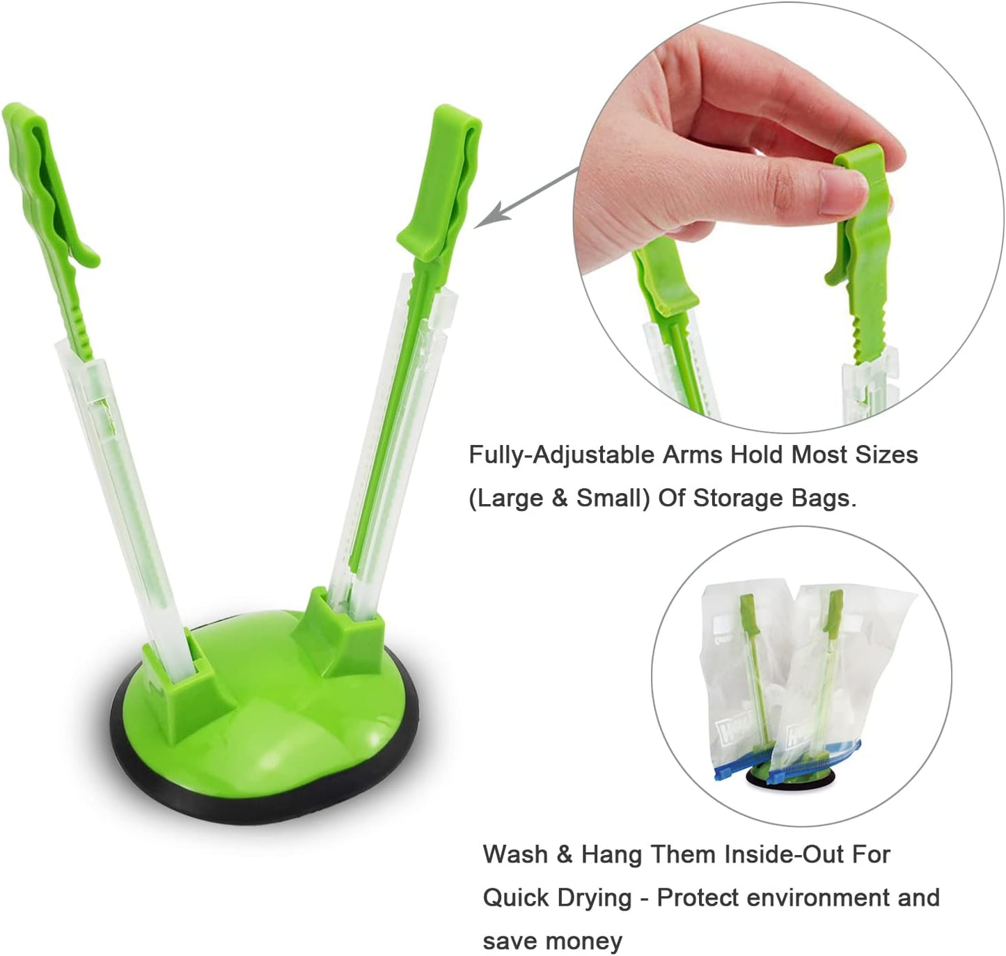 3 Soportes Bolsas Almacenamiento Manos Libres Color Verde