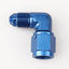 Adaptador aluminio AN4 macho a hembra codo 90 grados azul