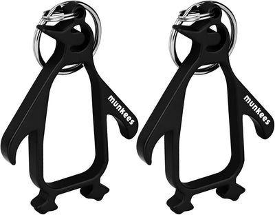 Llavero abrebotellas pingüino aluminio color negro set 2