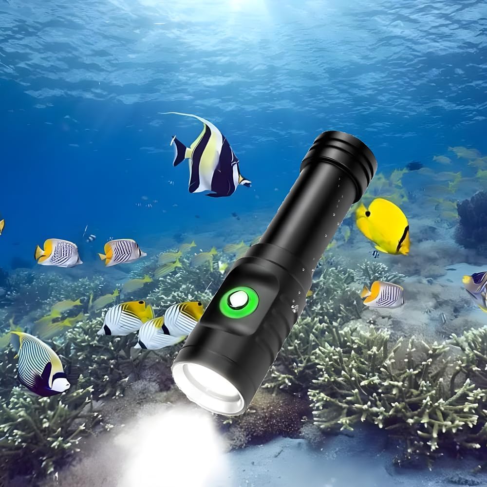 Linterna buceo 10000 lúmenes IPX8 recargable 3 modos