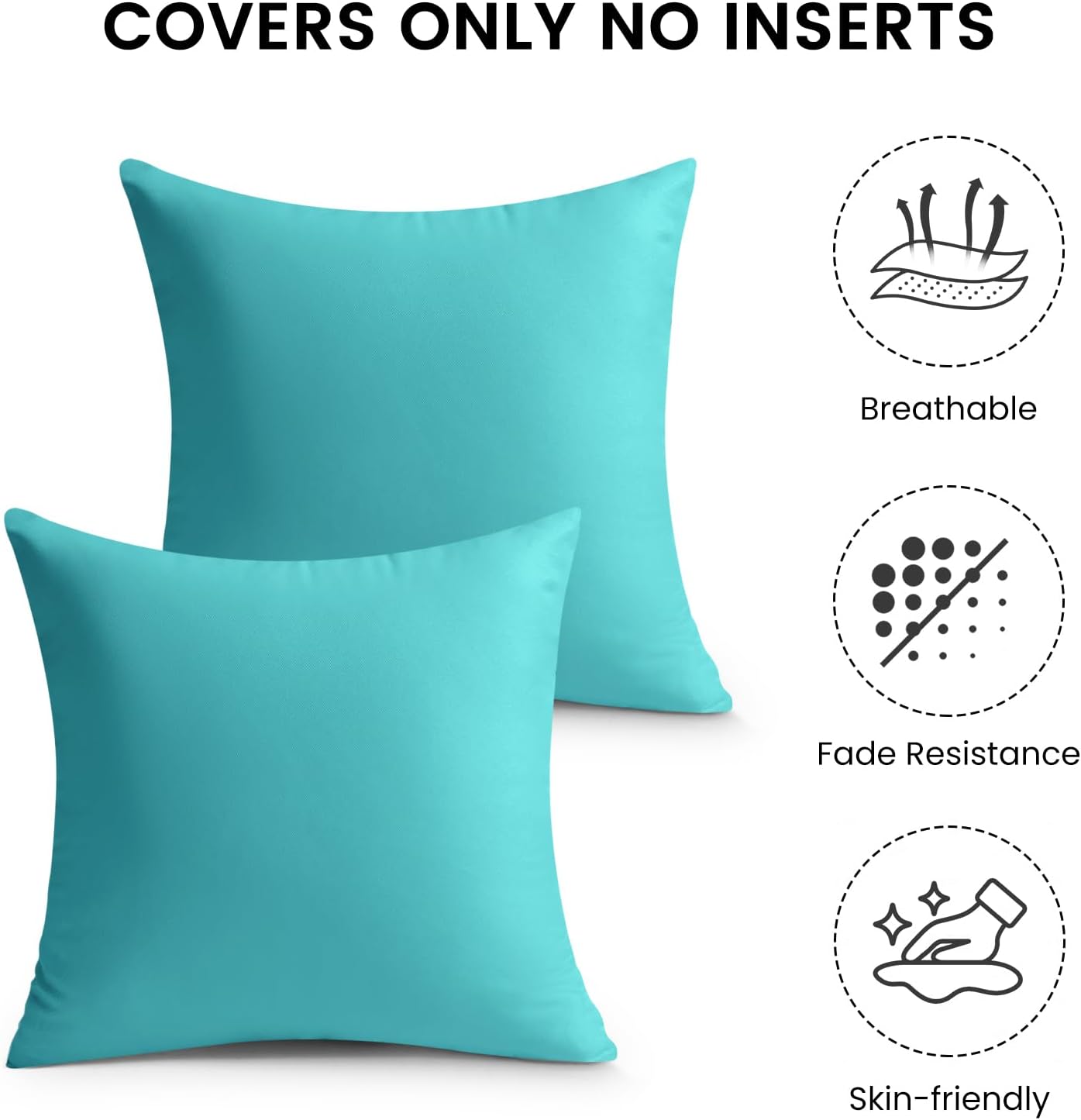 2 Pzas Fundas Almohada Exteriores Impermeables Lino 18x18pulg Azul