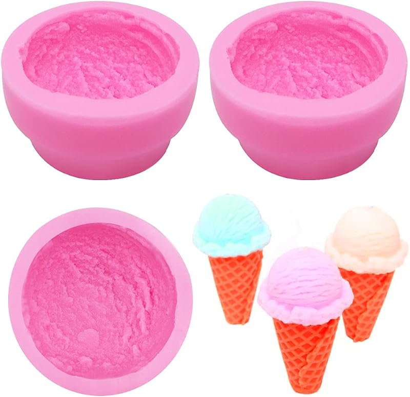 3 Moldes Silicona Bola Helado 3D para Pudín Mousse Fondant