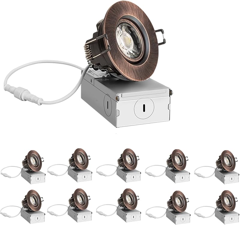 10 Luces LED Downlight 3pulg Bronce 900lm 8W Regulable