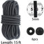 Cuerda elástica negra 1/5pulg 15ft poliéster Dacron