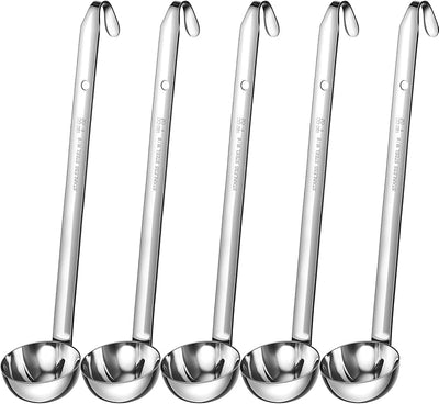 5 Cucharones Acero Inox Mango Largo para Cocina