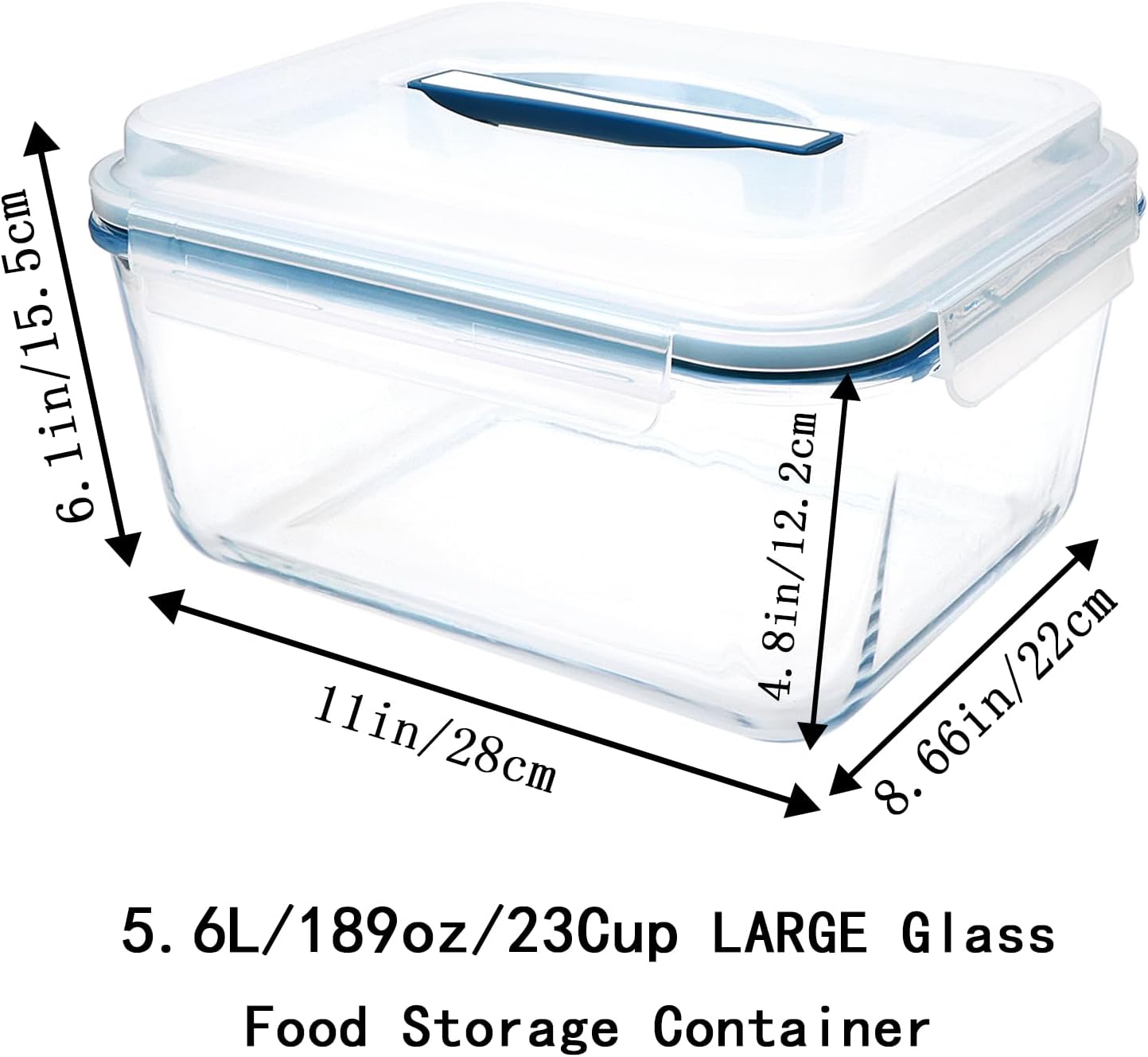 Recipiente vidrio almacenamiento alimentos 189oz