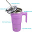 Vaso acero inox 20oz con asa 2 pajillas tapas lavanda