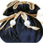 Bolsa satén con cordón joyas 8 bolsillos azul oscuro dorado