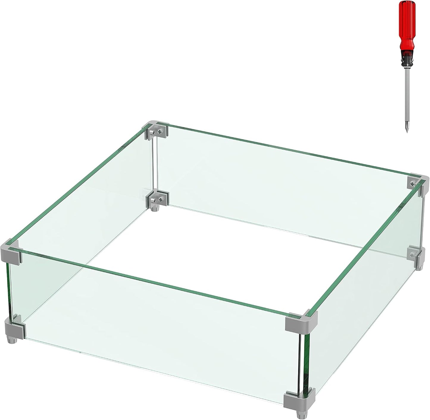 Protector viento hoguera 19x19x6" vidrio templado 5/16"