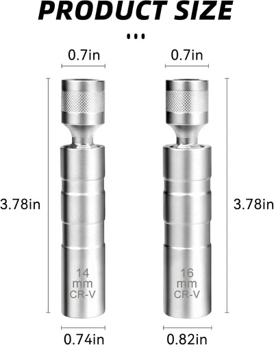 Juego llaves bujía 14 y 16mm extracción 3/8" 12 puntos 360°