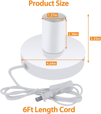 Base lámpara mesa industrial 2uds E26 con cable 6ft interruptor luz blanca