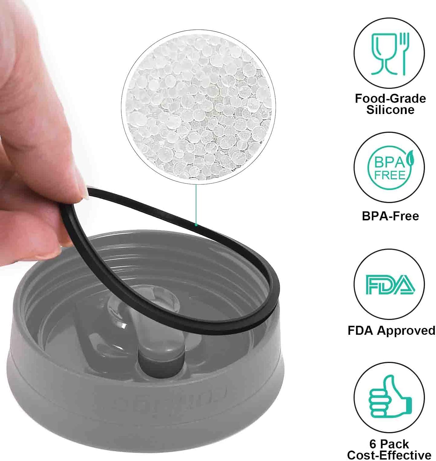 Tapón de goma y anillos sellado para taza Contigo Snapseal