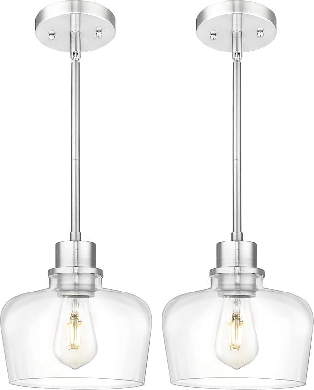 Luces colgantes cristal 8pulg níquel cepillado comedor