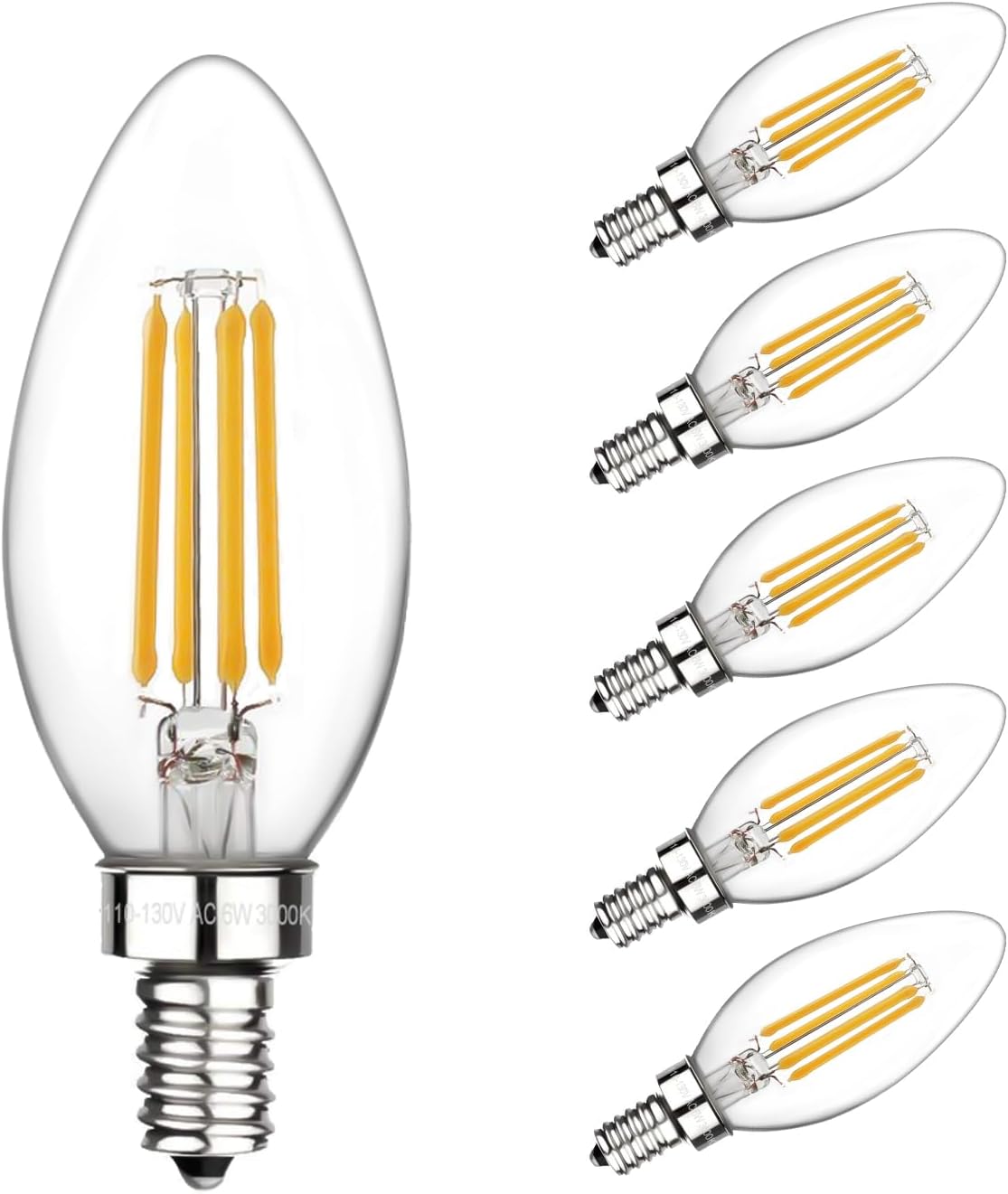 Bombilla LED E12 B11 60W 3000K blanco suave filamento
