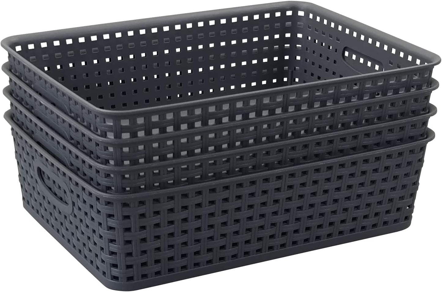 4 Pack Bandejas Plástico Cesta Papel Gris