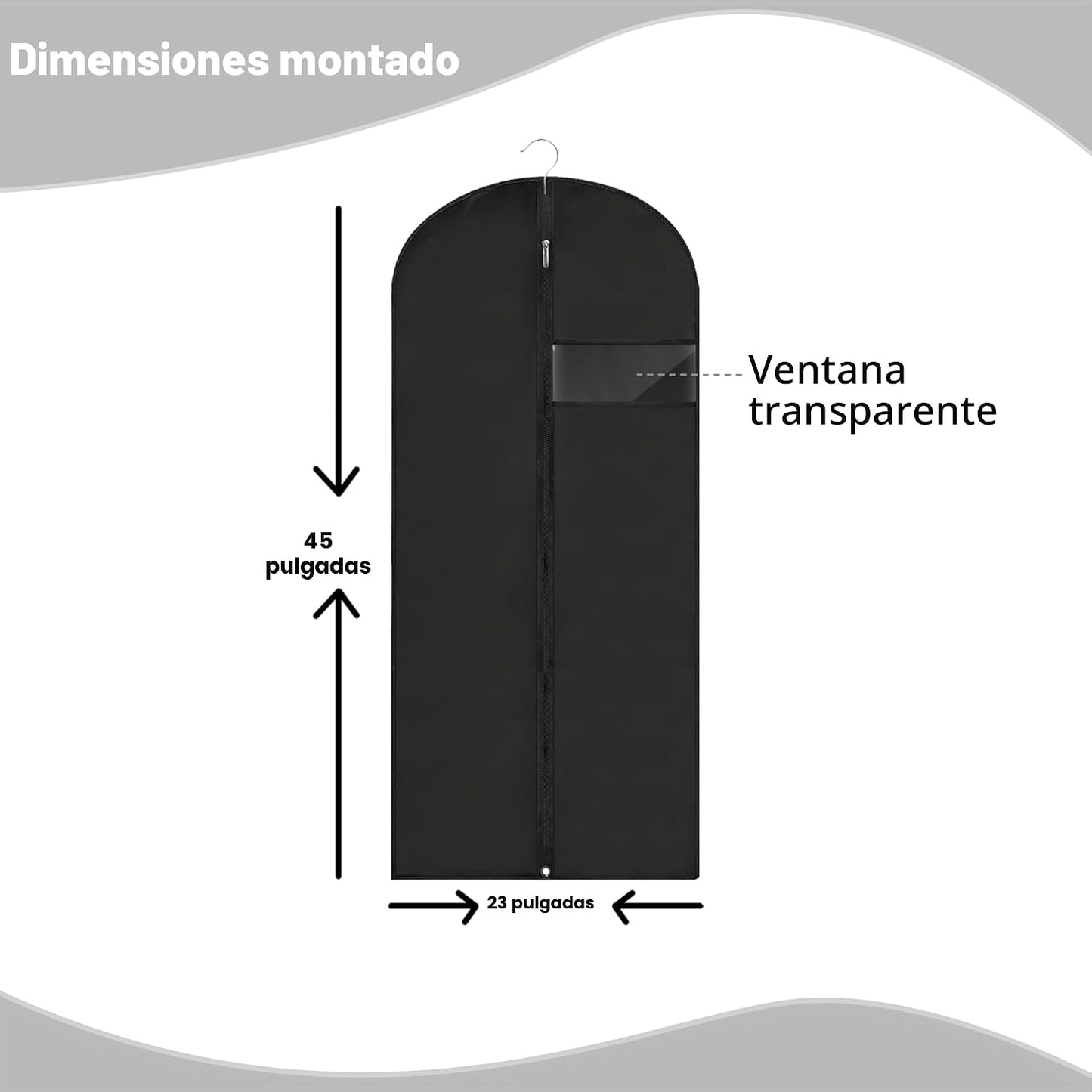 Bolsas colgar ropa 45" para traje viaje set 2 negro