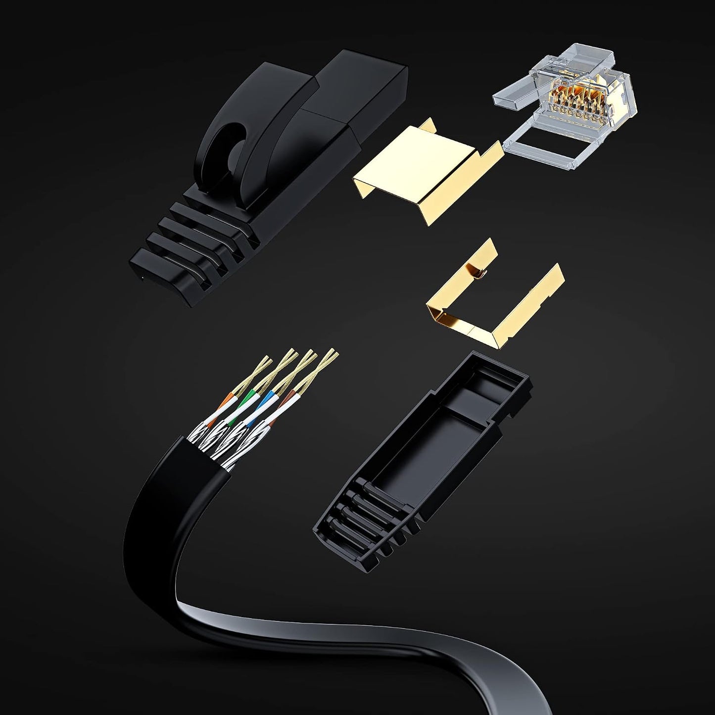 Cable Ethernet Plano Cat7 10 Gbps 6pies 5unid RJ45 Dorados