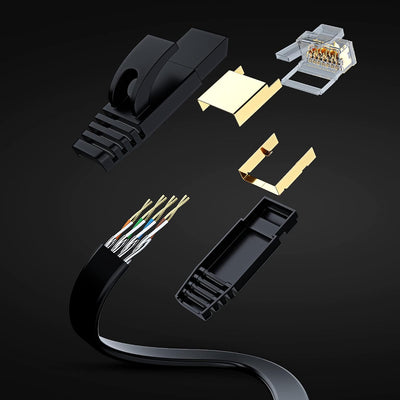 Cable Ethernet Plano Cat7 10 Gbps 6pies 5unid RJ45 Dorados