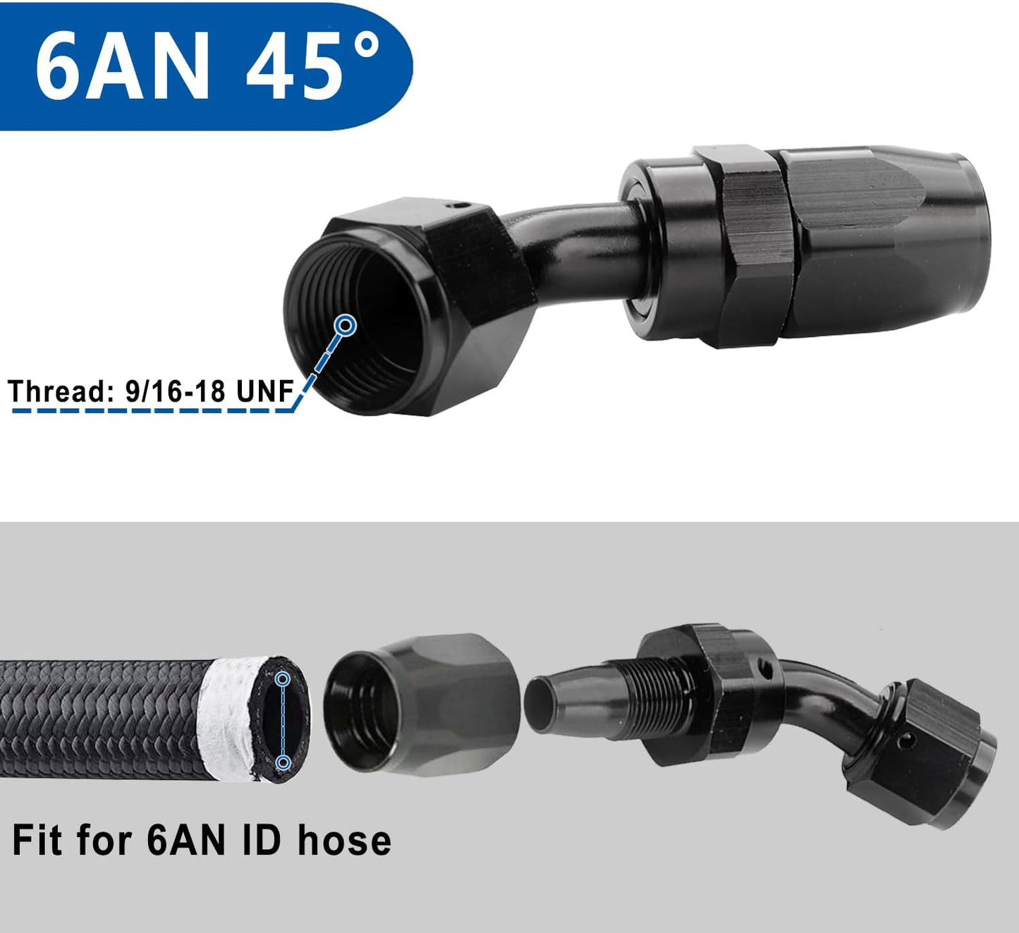 Adaptador manguera giratorio 45grados CPE negro 2pzas