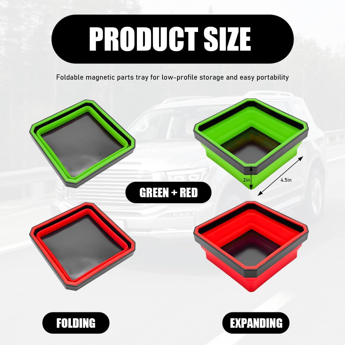 2 Pzas Bandeja Magnética Plegable 4.5pulg con Base Doble