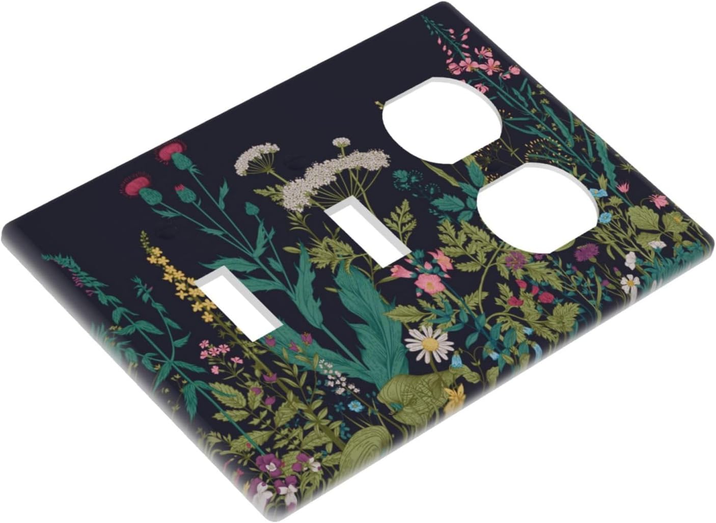 Placa interruptor floral 3 gang 2 toggle 1 dúplex decorativa