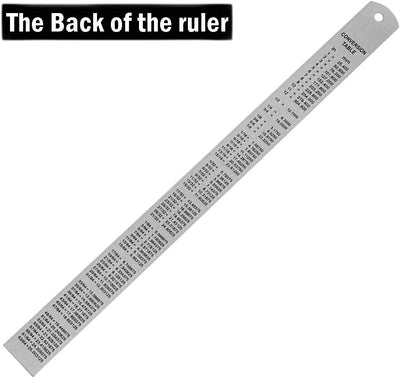 Regla acero inox 12pulg con tabla métrica