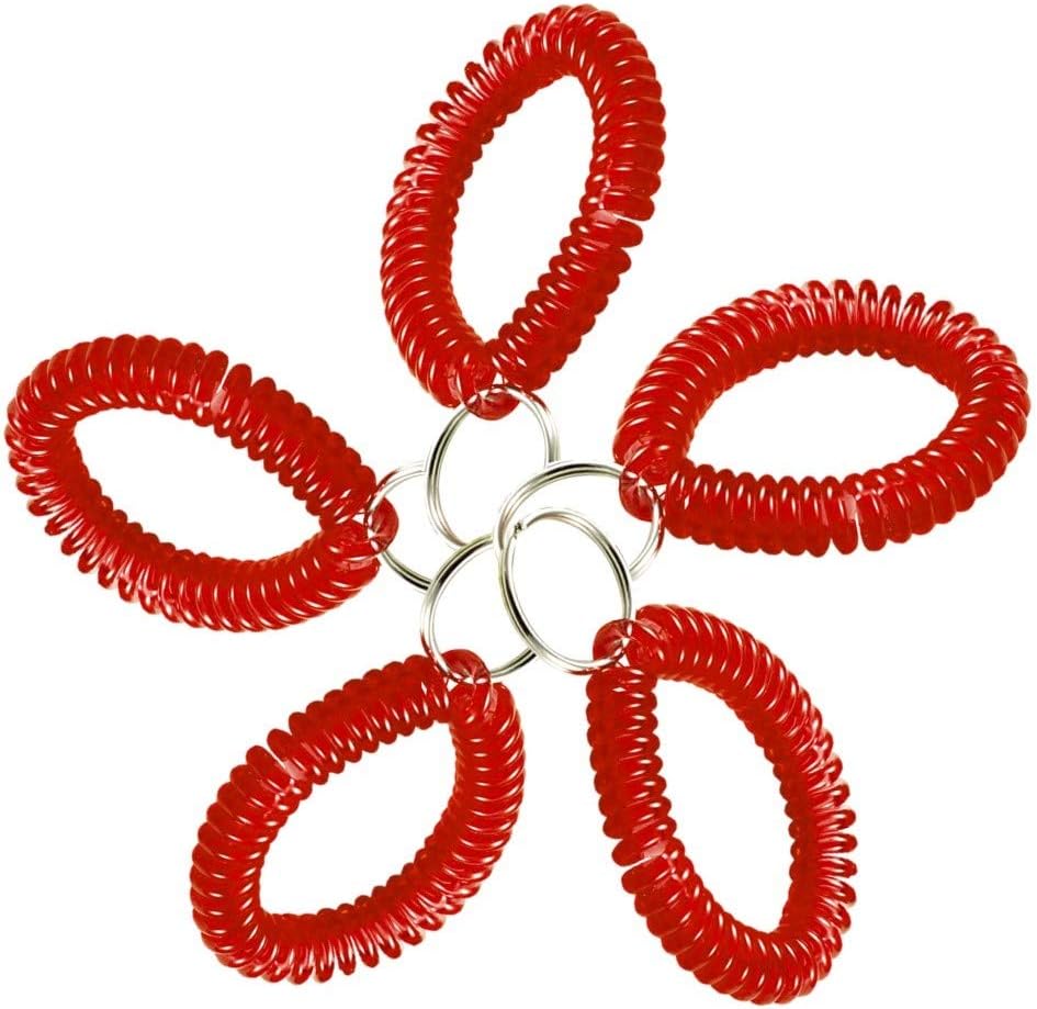 Resorte muñeca espiral 2pulg llavero acero flexible rojo set 5
