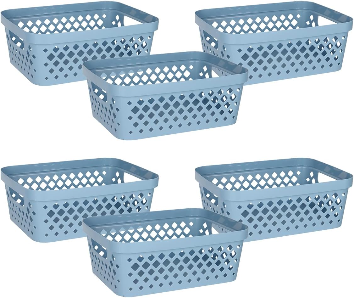 6 Cestas Plástico Almacenamiento 2gal Azul Marino