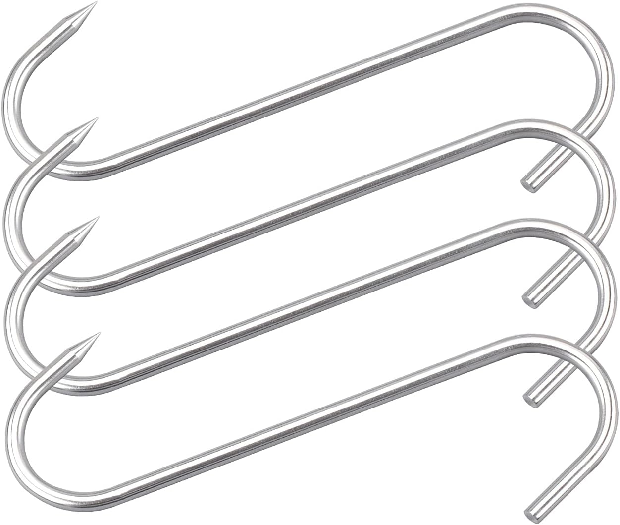 Ganchos carne acero inox 10" set 4