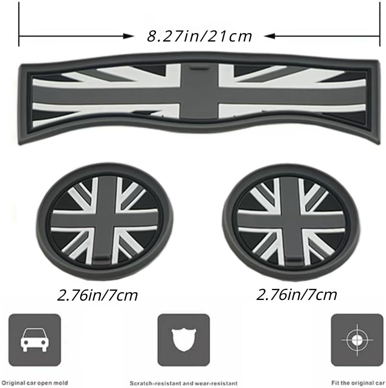 3 Pzas posavasos Mini Cooper F60 con bandera gris